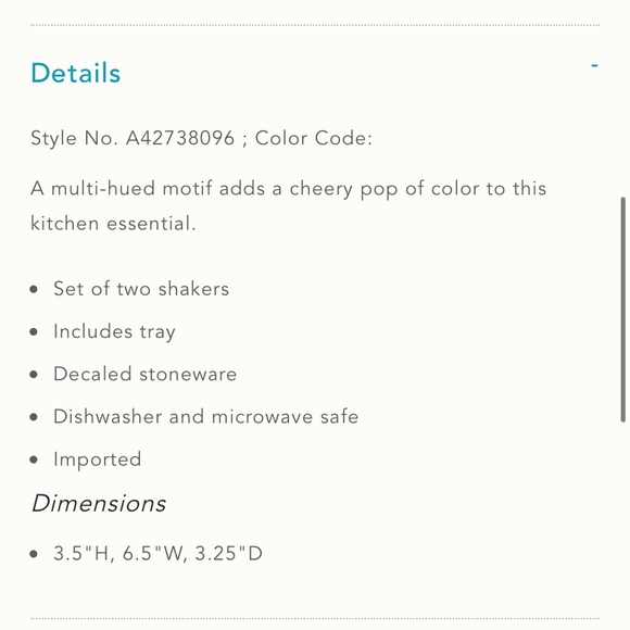 NIB Anthropologie Epsilon Salt & Pepper Shaker - Picture 3 of 3